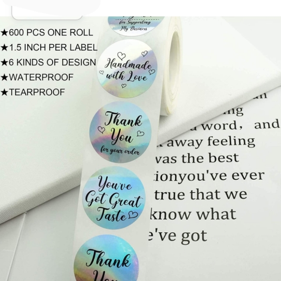 1.5 Inch 600pcs Thank you Stickers. 6 Designs - Picture 3 of 6